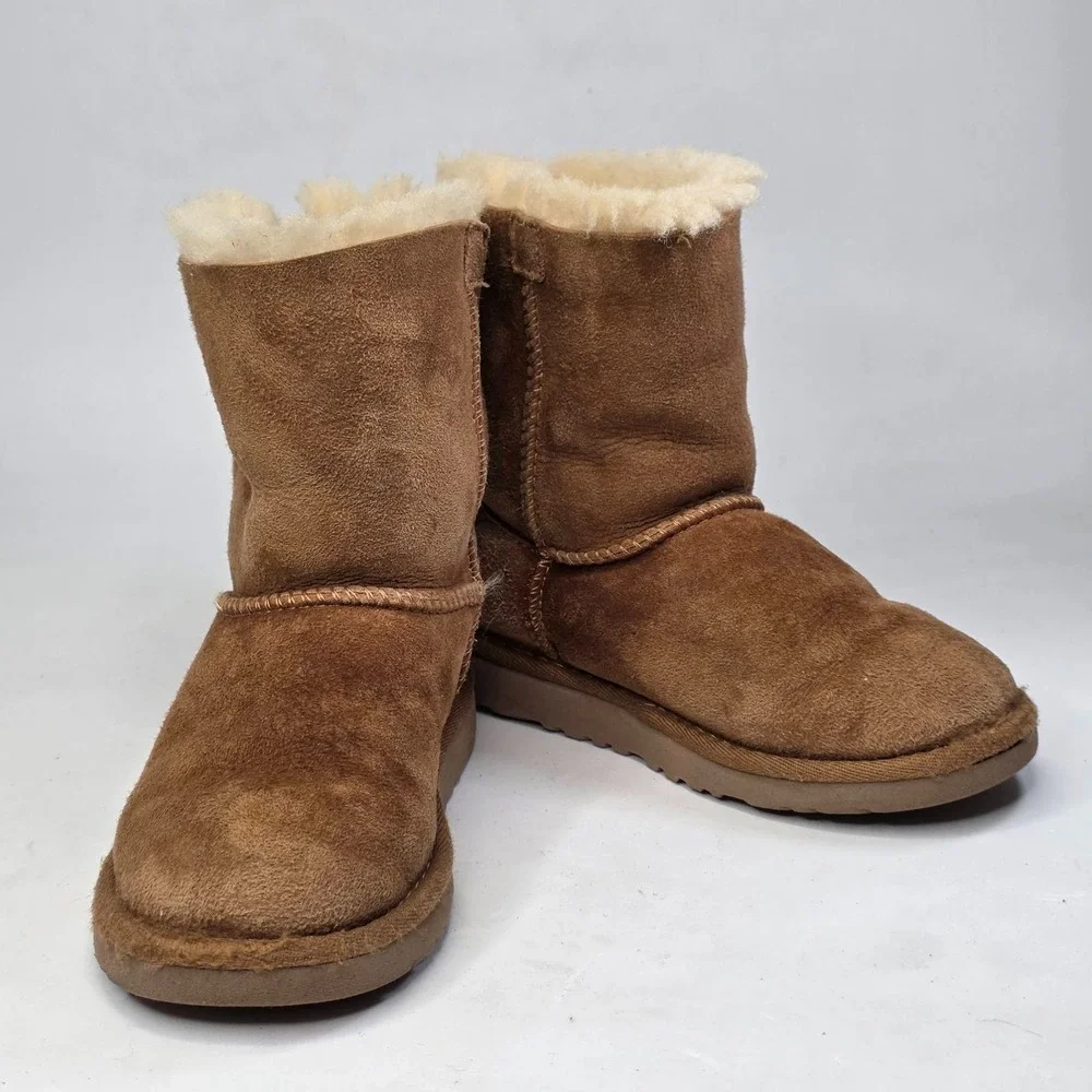 UGG Bailey Bow II Toddler Boots Size 12 Chestnut Brown Suede Sheepskin Shoes